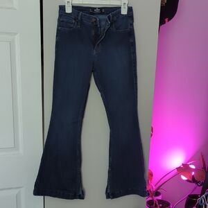 Hollister Blue High Rise Vintage Flare Wide Leg Jeans Sz 7s W28 L30